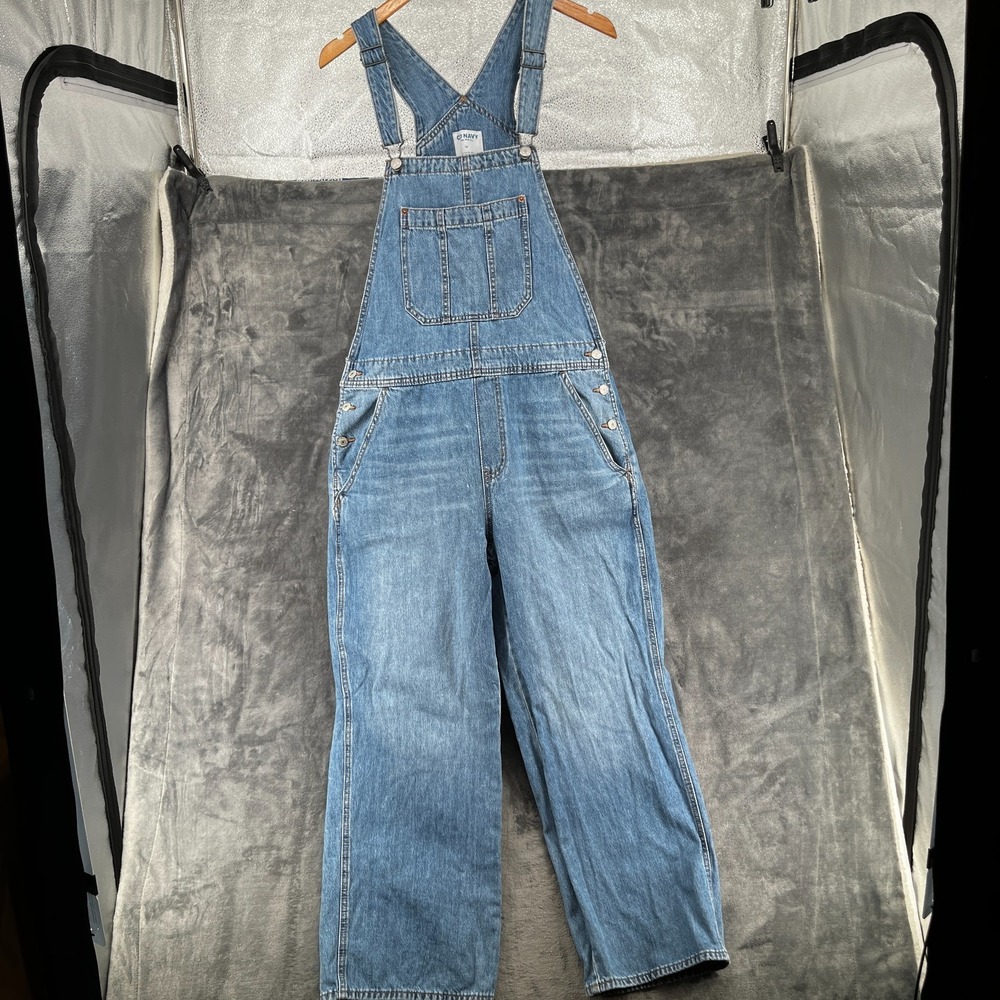 Old Navy Baggy Wide Leg Overalls Womens Sz 14 Light Wash Retro Country Boho EUC - Picture 6 of 9
